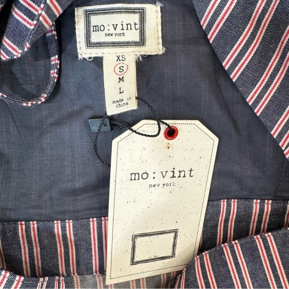 Navy Blue Striped Bare Midriff Coquette Girl Midi Dress by Mo Vint New York - Picture 10 of 11
